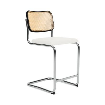Knoll Breuer Cesca Sgabello Counter faggio nero seduta rivestita