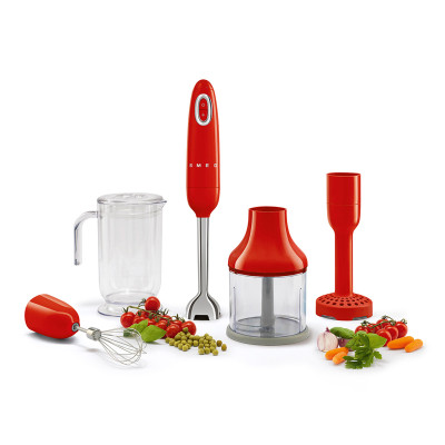 Frullatore a immersione con accessori Smeg HBF03RDEU Rosso