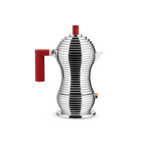 Alessi MDL02/6 R Pulcina Caffettiera espresso Alluminio-Rosso 6 Tazze
