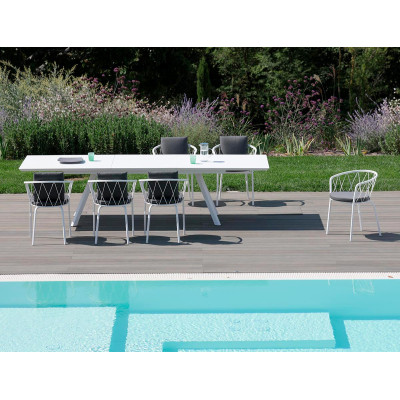 Set Daisy Tavolo 220-320x100x75 e 6 Poltrone metallo