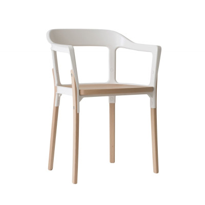 Steelwood Chair Sedia con braccioli in faggio naturale