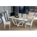 Tavolo Priamo TA1A1 Piano Gres Carrara Gambe Metallo Bianco 