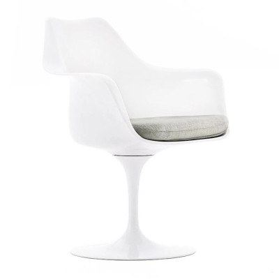 Knoll Saarinen Poltroncina Tulip fissa bianca con cuscino